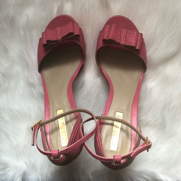 LENNY E CIA Pink Leather Bow Heeled Sandals/Heels - Picture 3 of 7